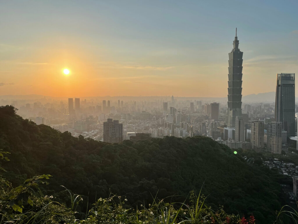 Taipei Night View from Elephant Mountain at Dusk
